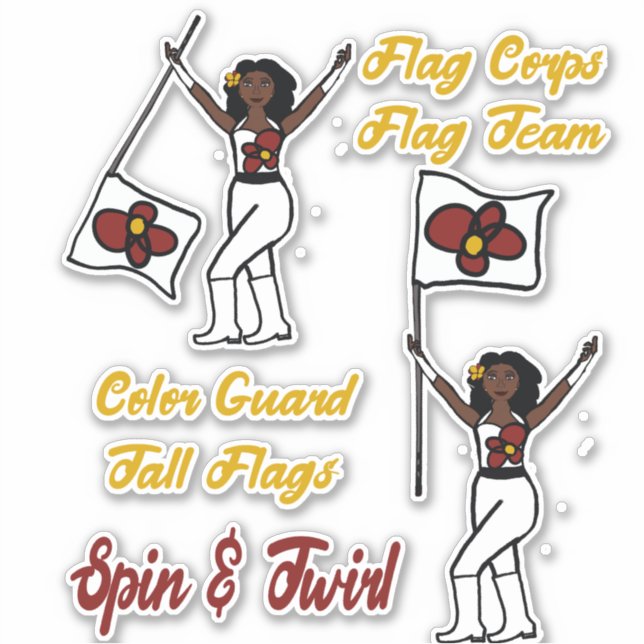 Flag Colour Guard Stickers ( Red Flower) (Front)