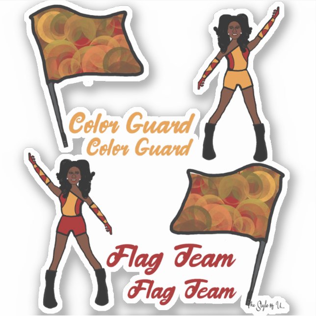 Flag Colour Guard Stickers (Red Gold 2) (Front)