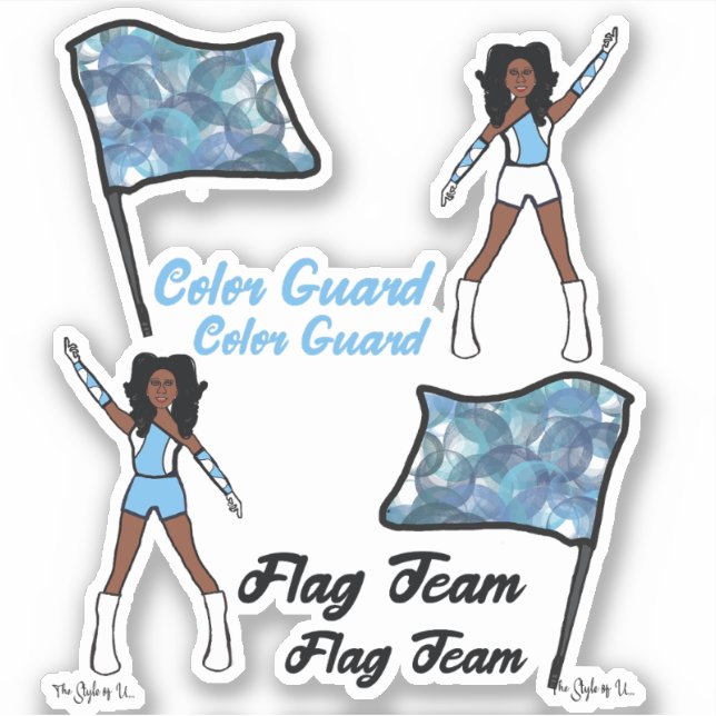Flag Colour Guard Stickers (Sky Blue  White 3) (Front)