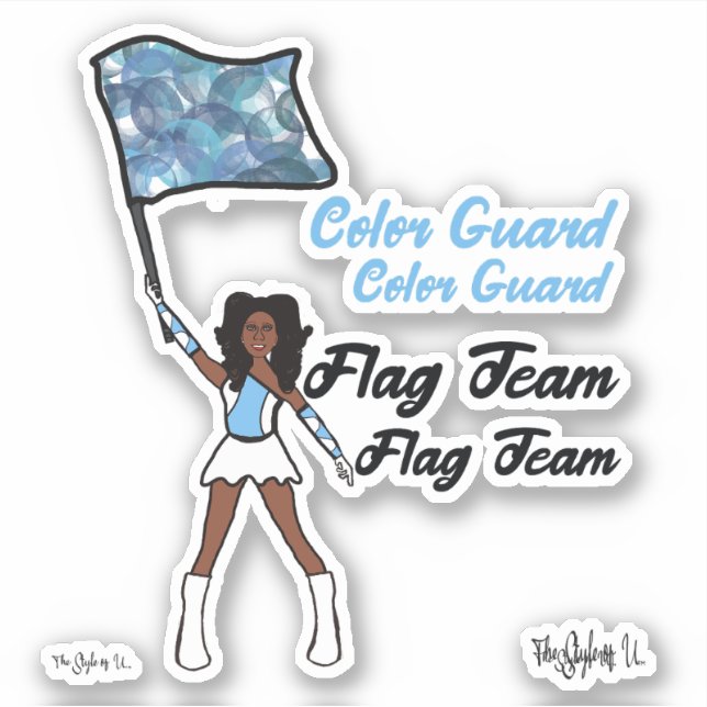 Flag Colour Guard Stickers (Sky Blue  White 4) (Front)