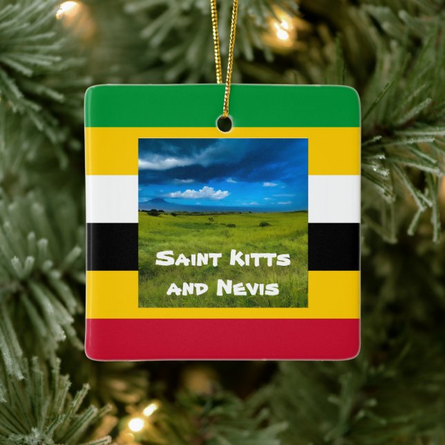 Flag Colours of St. Kitts  Ceramic Ornament (Tree)