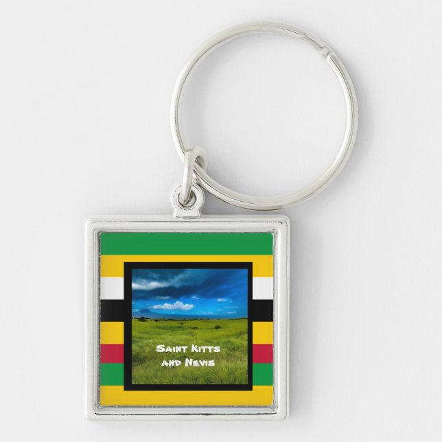 Flag Colours of St. Kitts  Key Ring (Front)
