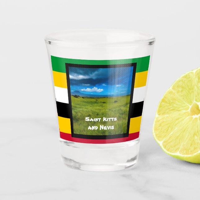 Flag Colours of St. Kitts  Shot Glass (Front)