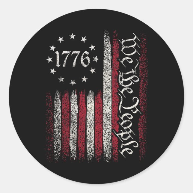 Flag Constitution Independence Day American Patrio Classic Round Sticker (Front)