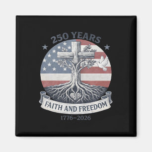Flag Cross Tree 250 Years Faith And Freedom 1776-2 Magnet