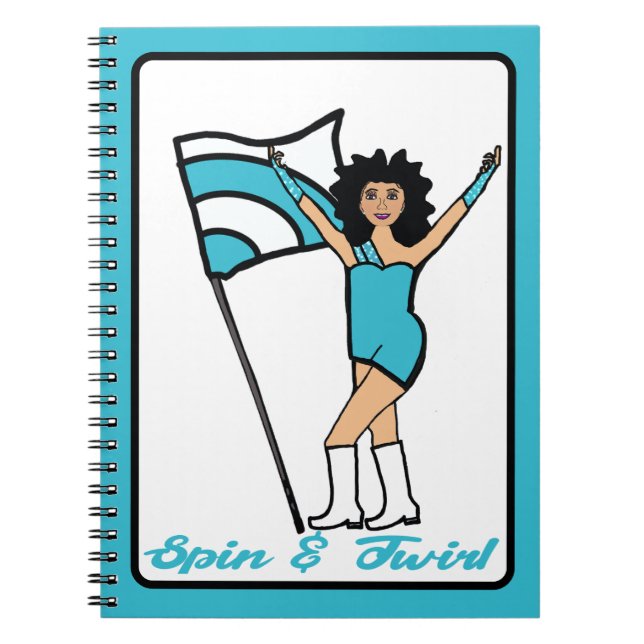 Flag Dancer Aqua White Accent Notebook (Front)