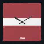 Flag Dazzling Patriotic Square Wall Clock<br><div class="desc">Flag Dazzling Patriotic Square Wall Clock in the colors and the elements of the Latvia national flag covering the front of the clock. National flag colors are complemented with the text "Latvia" on the bottom. Text is fully customizable using "Customize it!" feature. Feel free to change it, remove it or...</div>