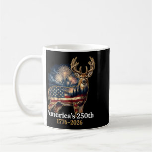 Flag Deer 250 Years 1776-2026 Patriotic Usa Coffee Mug