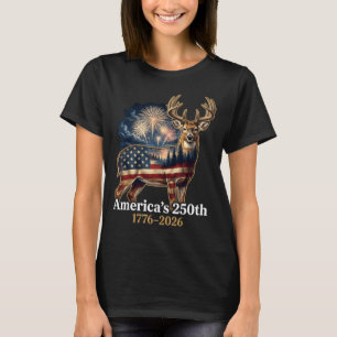 Flag Deer 250 Years 1776-2026 Patriotic Usa T-Shirt