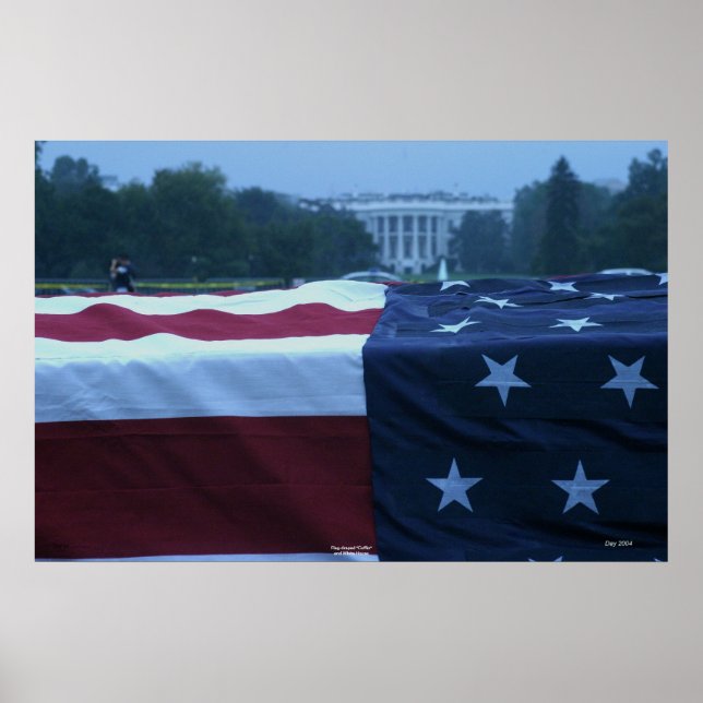 Flag-draped "Coffin" and White House Poster (Front)