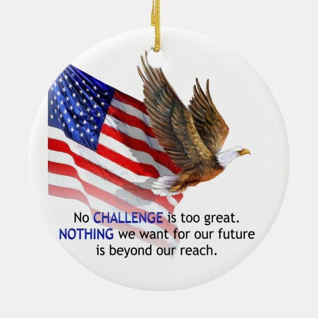 Flag & Eagle Donald J Trump Quote Ceramic Tree Decoration (Back)