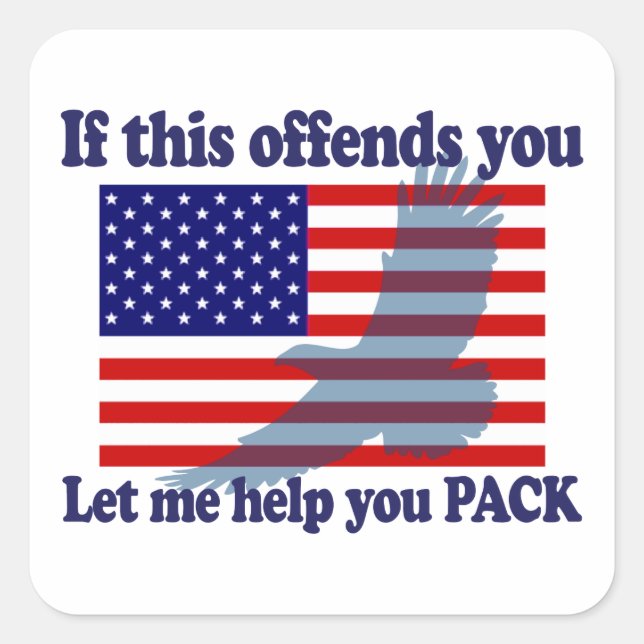 Flag & Eagle Patriot - USA Flag Square Sticker (Front)