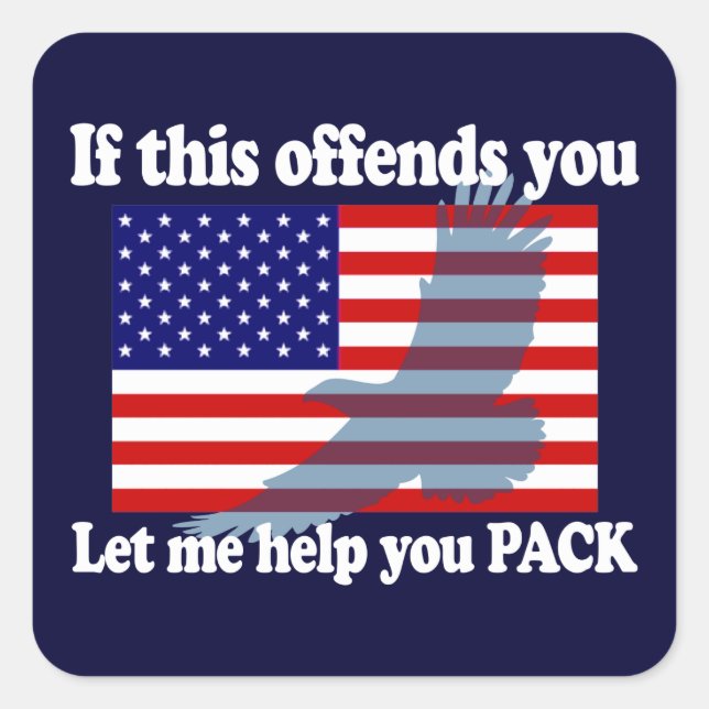Flag & Eagle Patriot - USA Flag Square Sticker (Front)