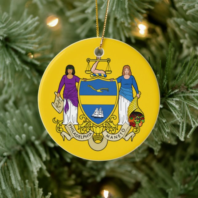 Flag/ Emblem of Philadelphia, PA Ceramic Ornament (Tree)