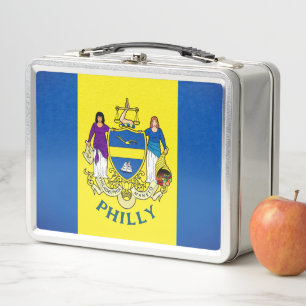 Flag/ Emblem of Philadelphia, PA Metal Lunch Box