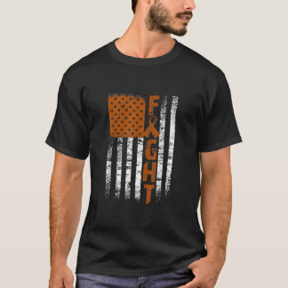 Flag Fight Kidney Cancer Orange Ribbon Awareness S T-Shirt