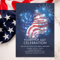 Flag & Fireworks Patriot Party Invitation