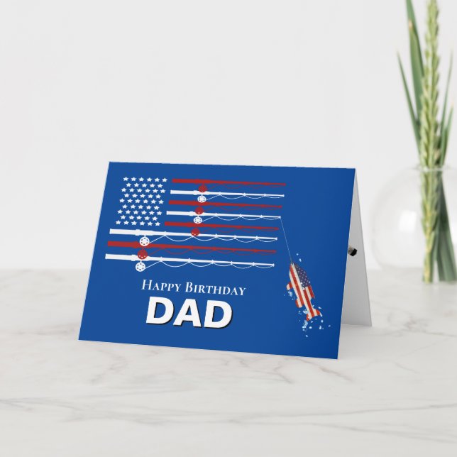 Flag Fishing Poles for Dad Holiday Card (Front)