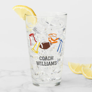 Flag Football Coach Player Personalised Glass