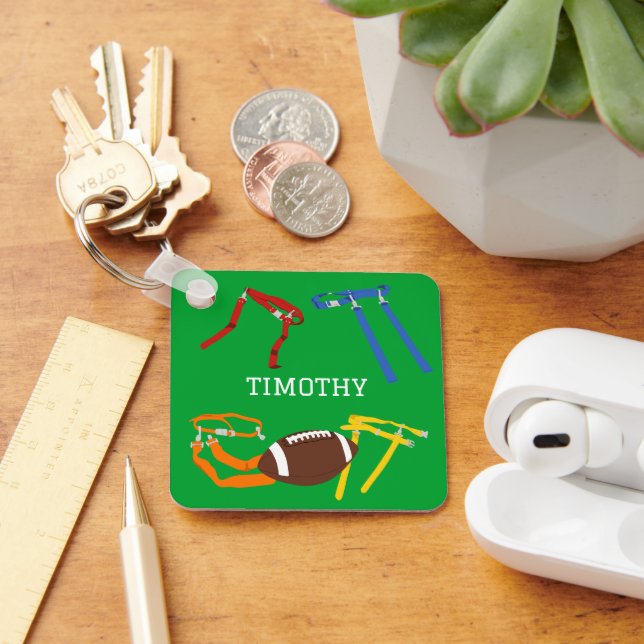 Flag Football Coach Player Personalised Key Ring (Desk)