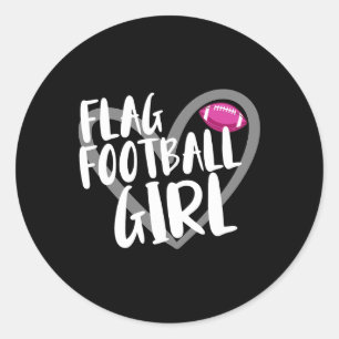 Flag Football Girl Classic Round Sticker