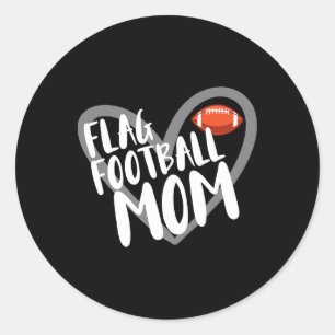 Flag Football Mum Heart Classic Round Sticker