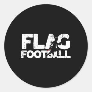 Flag Football Silhouette On Flag Football  Classic Round Sticker