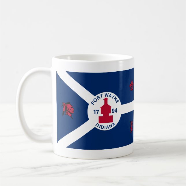 Flag Fort Wayne, Indiana Coffee Mug (Left)