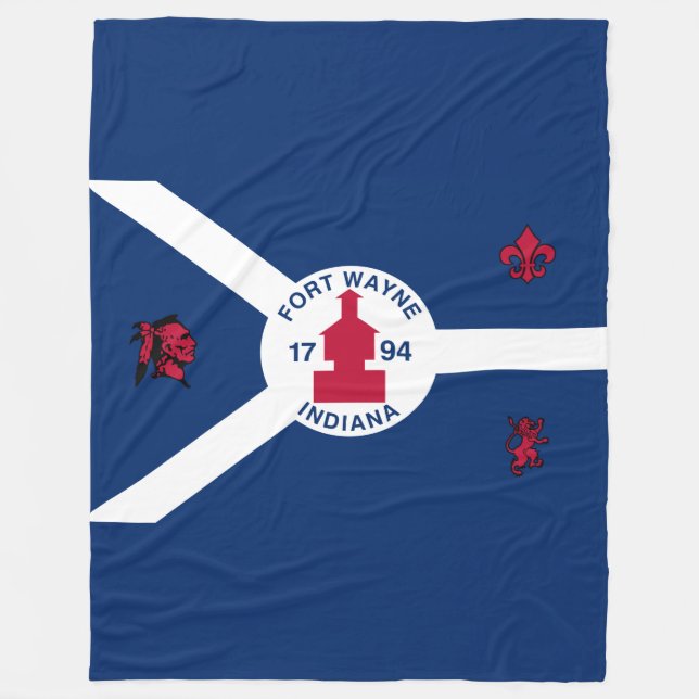Flag Fort Wayne, Indiana Fleece Blanket (Front)