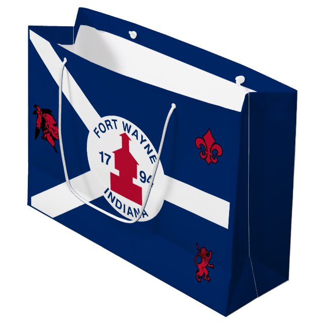 Flag Fort Wayne, Indiana Large Gift Bag (Front Angled)