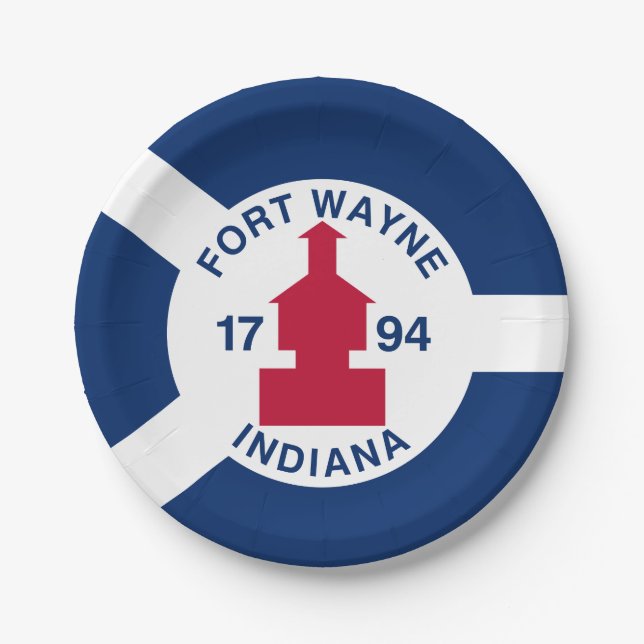 Flag Fort Wayne, Indiana Paper Plates (Front)
