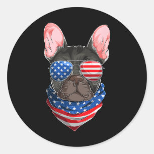 Flag French Bulldog 1  Classic Round Sticker