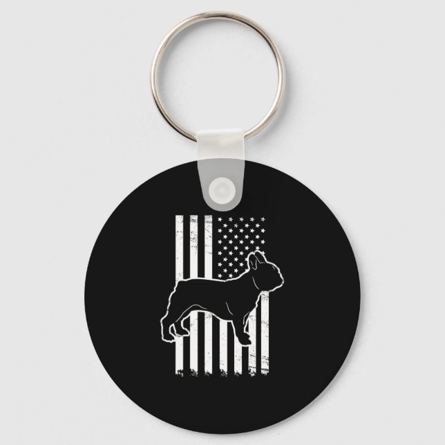 Flag French Bulldog  Key Ring (Front)
