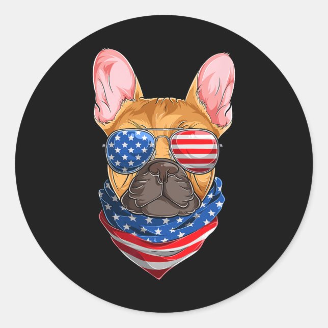 Flag French Bulldog S  Classic Round Sticker (Front)