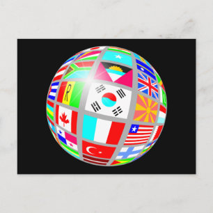 flag globe black postcard