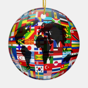Flag Globe Ceramic Tree Decoration