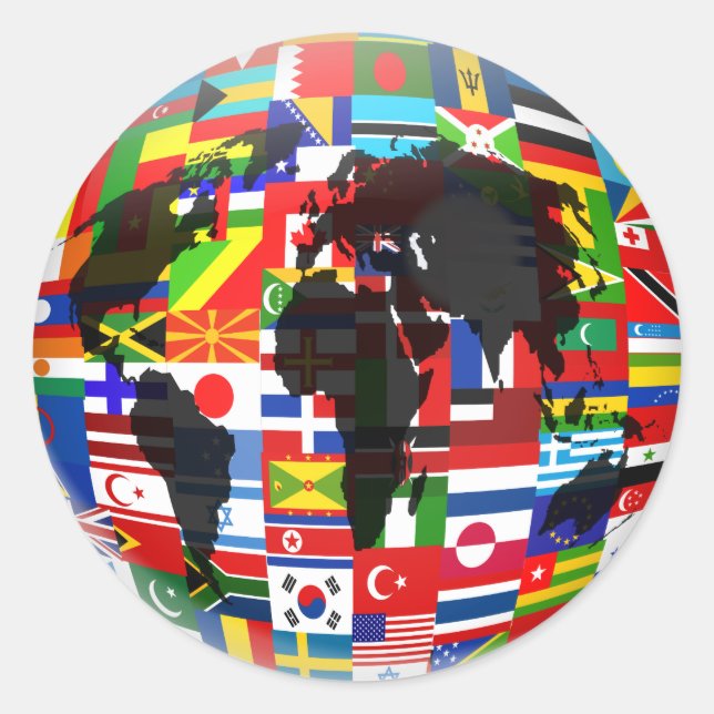 Flag Globe Classic Round Sticker (Front)
