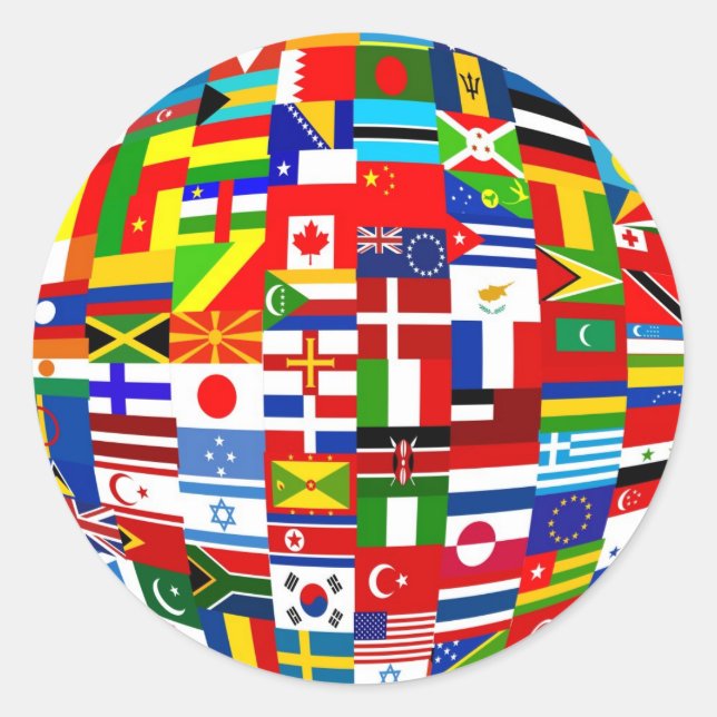Flag Globe Classic Round Sticker (Front)