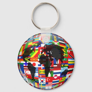 Flag Globe Key Ring