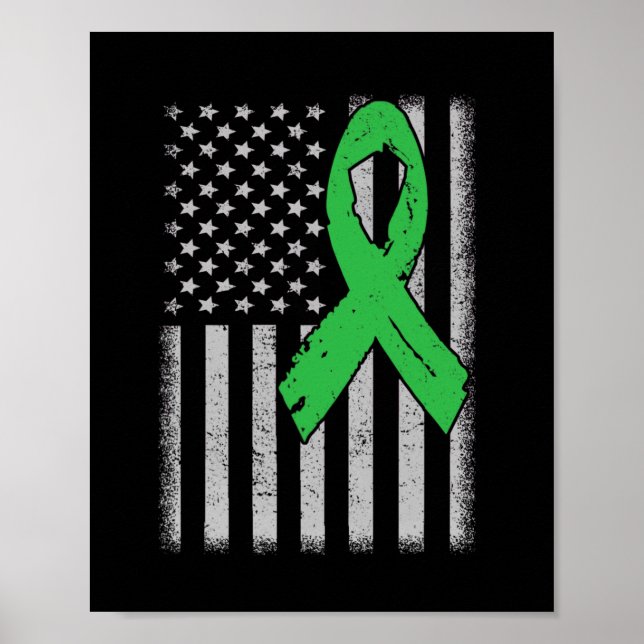 Flag Green Family Ribbon Kidney Disease Awareness  Poster (Front)
