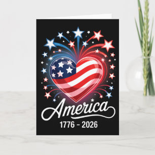 Flag Heart 1776 2026 July 4th 250th Birthday _1 Card