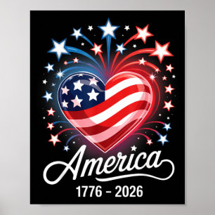 Flag Heart 1776 2026 July 4th 250th Birthday _1 Poster