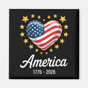 Flag Heart 1776 2026 July 4th 250th Birthday _2 Magnet
