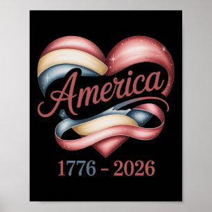 Flag Heart 1776 2026 July 4th 250th Birthday _3 Poster