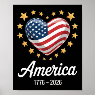 Flag Heart 1776 2026 July 4th 250th Birthday _5 Poster