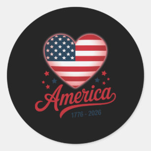 Flag Heart 1776 2026 July 4th 250th Birthday _6 Classic Round Sticker