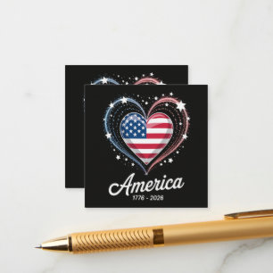 Flag Heart 1776 2026 July 4th 250th Birthday Enclosure Card