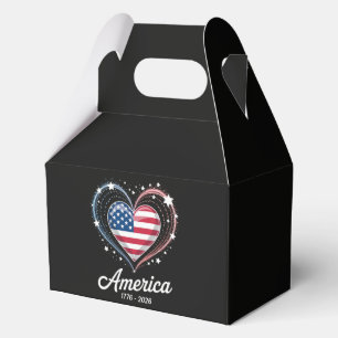 Flag Heart 1776 2026 July 4th 250th Birthday Favour Box