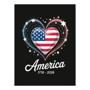 Flag Heart 1776 2026 July 4th 250th Birthday Photo Print