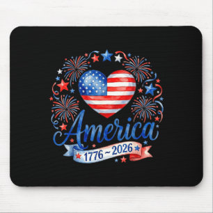 Flag heart america 1776 2026 funny 4th of july mouse pad